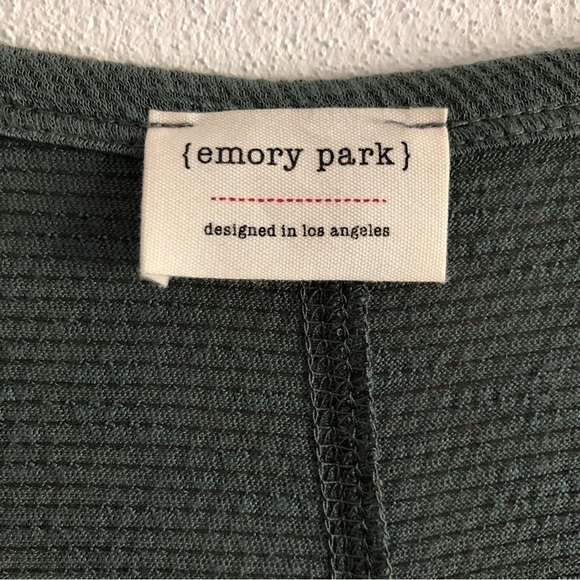 Emory Park Green V-Neck Long Sleeve Boho Top Size Small - Picture 4 of 8